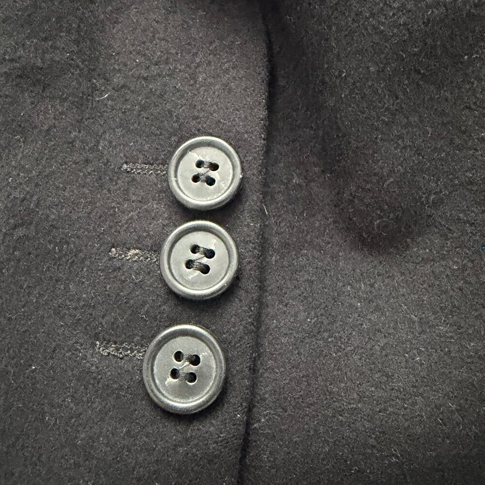 BENETTON Wool Button Front Long Dress Coat Black Large Sz 50 - Picture 11 of 16